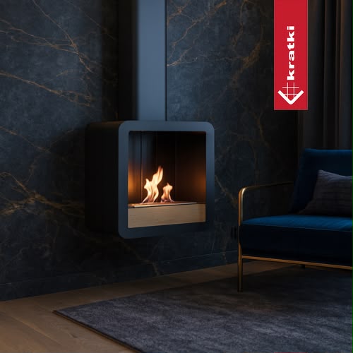 Code: TETRA Hanging Bio-Fireplace With Oak Front