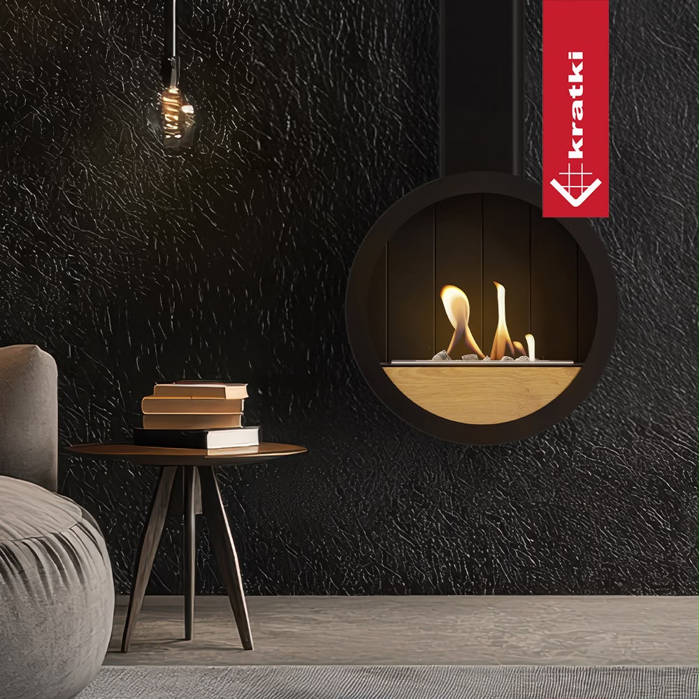 Code: ORBIO Hanging Bio-Fireplace With an Oak Front