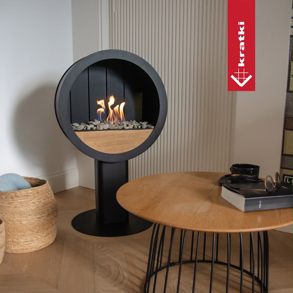 Code: ORBIO Bio-Fireplace With an Oak Front