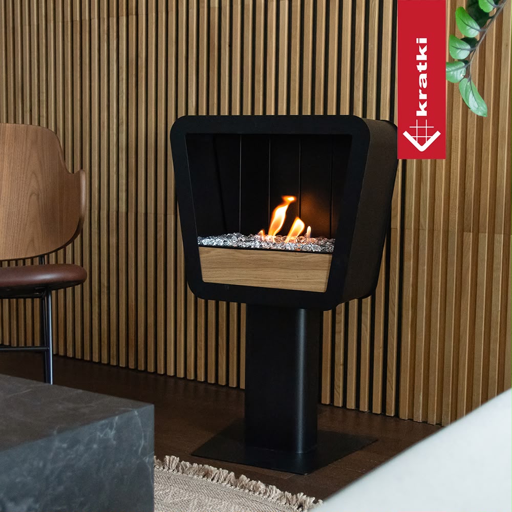 Code: PRISMO Bio-Fireplace With an Oak Front